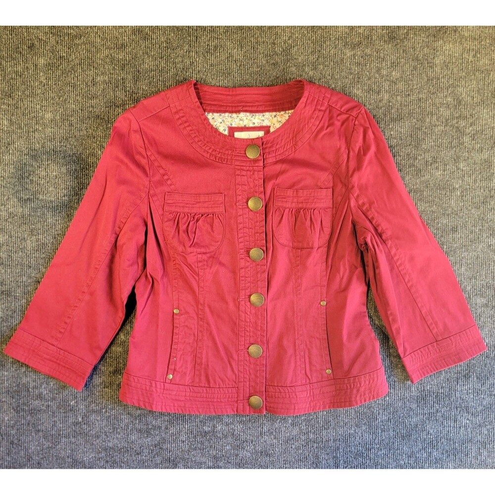Live a Little Women's Pink Jacket Button Front 3/4 Sleeve Belted Back Size M